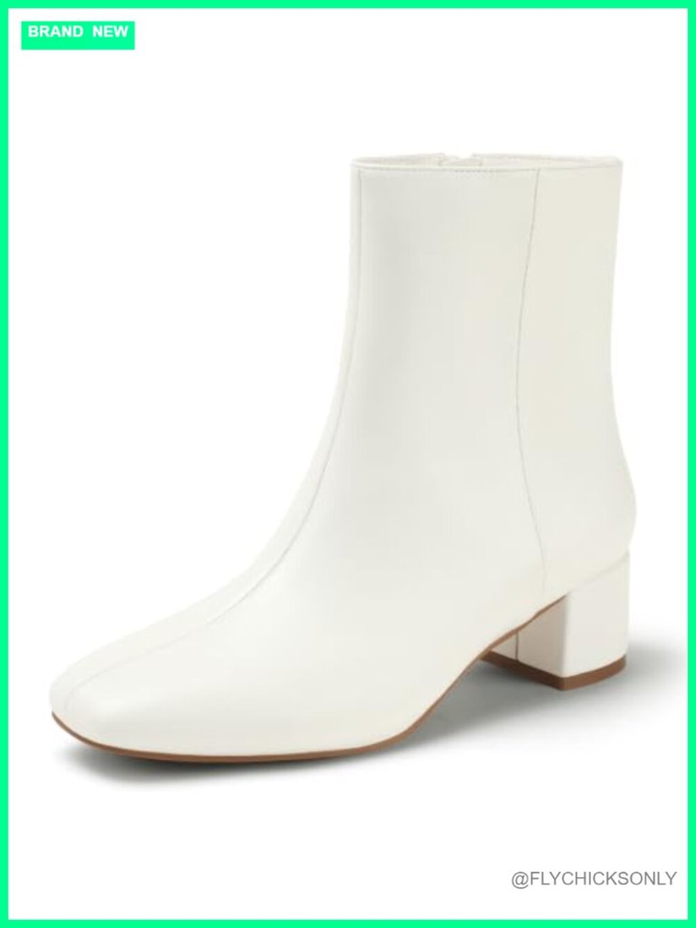 IDIFU Square Toe Ankle Boots Low Chunky Block Heel Side Zip Dress Booties
